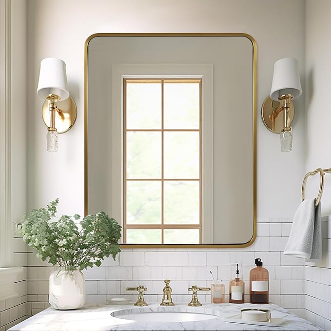 ANDY STAR 40x36 Inch Gold Bathroom Mirror, Brushed Gold Mirrors - Image 9