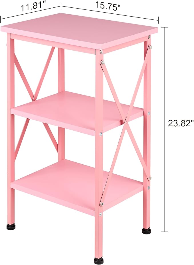 VECELO End Table Set of 2, Bedside Table, X-Design Reinforced Nightstands - Image 3
