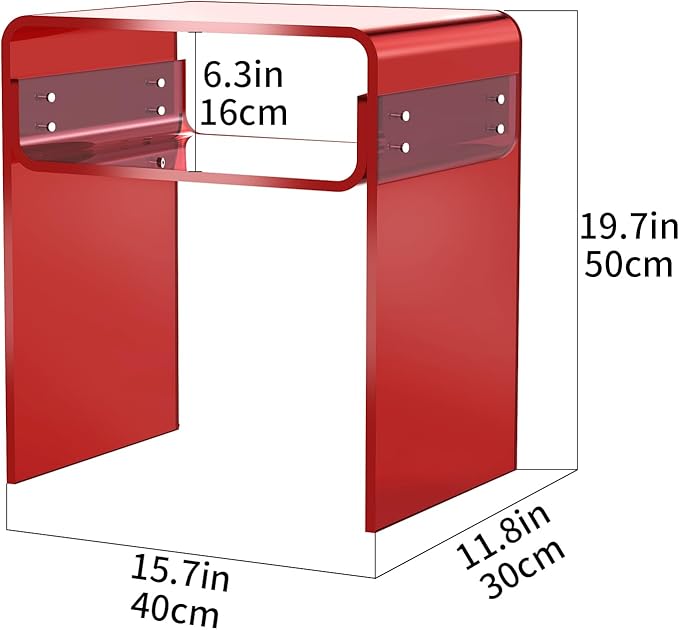 Clear Acrylic End Table 2-Tier Bedside Nightstand - Image 3