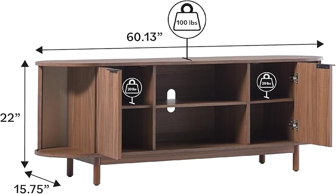 Walker Edison Modern Curved Reeded TV Stand - Image 2