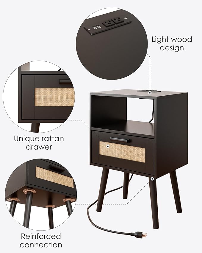 Bedroom Nightstands Wooden Night Stands - Image 8