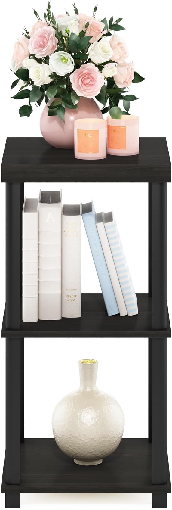 Furinno Turn-N-Tube Classic 3-Tier End Table, Side Table, Espresso/Black - Image 4