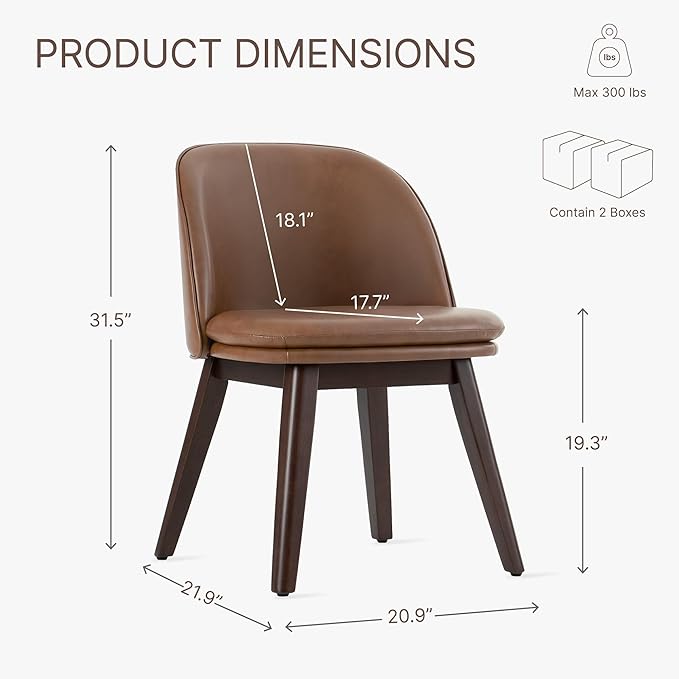 Wooden Dining Chairs Set of 4, Faux Leather Upholstered Modern Dining Room - Image 2