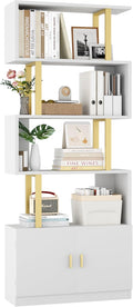 Yusong Geometric Bookcase with Cabinet, S Shaped Bookshelf 5-Tier Book Shelves by Yusong