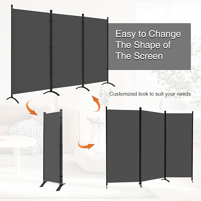 Room Divider 3-Panel Privacy Screen, Portable Screen Steel Frame - Image 6