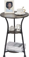 Dulcii Small Round End Table for Narrow and Small Space, 3-Tier Round Accent by Zexvida
