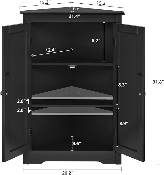 Iwell Corner Cabinet, Corner Bathroom Cabinet - Image 3
