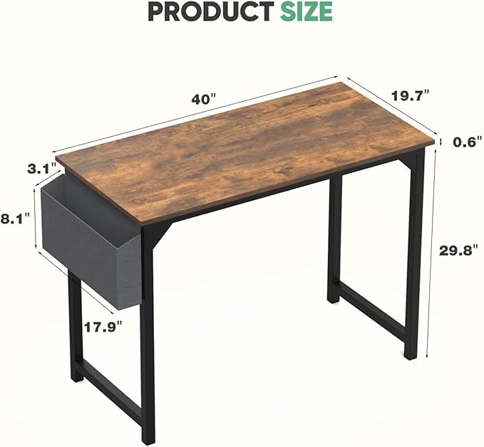 40 Inch Desk Office with Storage, Modern Simple Style Gaming Computer Table - Image 3