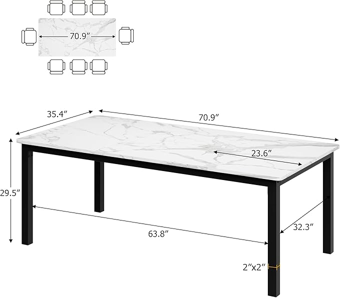 GarveeHome 70.8in Industrial Dining Table - Image 2
