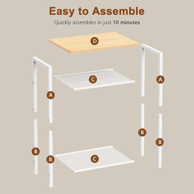 Hoctieon 2-Set 3 Tier End Table, Telephone Table Set of 2, Tall Side Table - Image 8