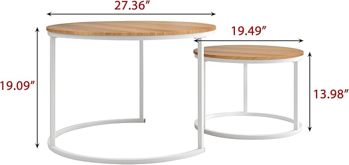 Round Coffee Table Set of 2 End Table - Image 5