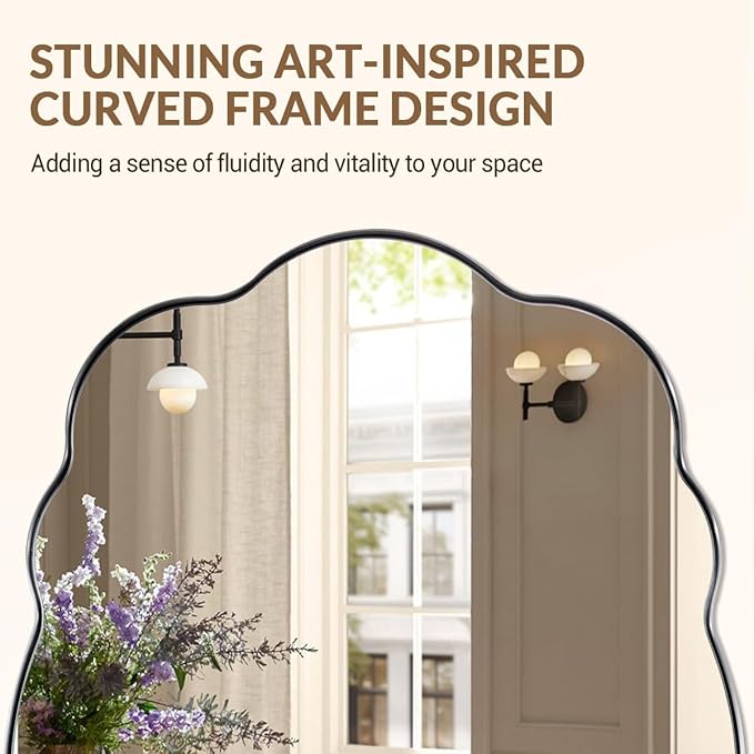 ANDY STAR Brushed Nickel Bathroom Mirror, 24x32 Inch Silver Asymmetrical Wall - Image 3