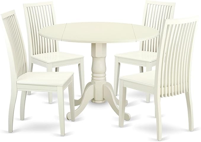 East West Furniture DLIP5-LWH-W 5 Piece Kitchen Table & Chairs Set Includes a by EastWestFurniture