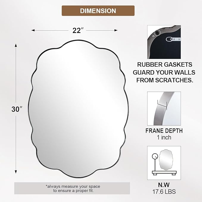 ANDY STAR Brushed Nickel Mirror Scalloped Edge - Image 2