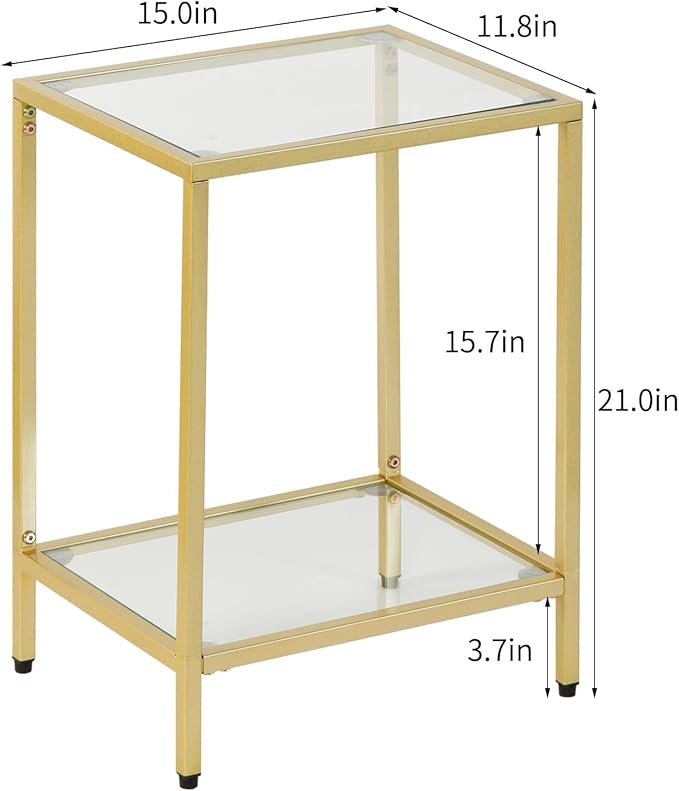 Modern 2-Tier Tempered Glass End Table - Image 3