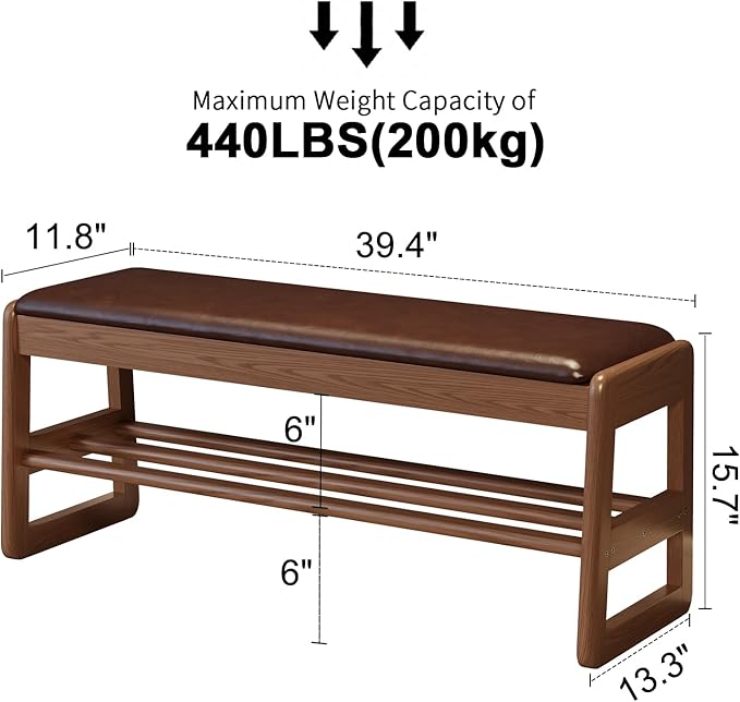 Shoe Rack Bench with Cushion, 2 Tiers Shoe Bench with Flip-Top Storage - Image 3