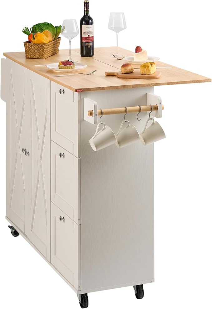 VEVOR Kitchen Island Cart, 45.3x39 inch Rolling Kitchen Table, Mobile Carts - Image 10