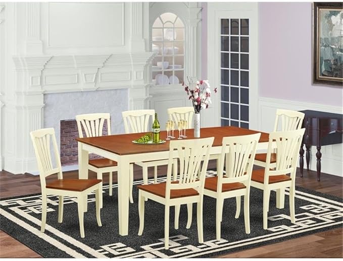 East West Furniture QUAV9-WHI-W 9 Piece Modern Dining Table Set Includes a - Image 2