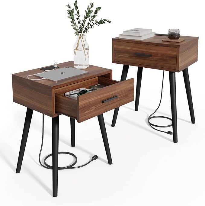 HAIOOU Set of 2 Mid Century Nightstand by HAIOOU