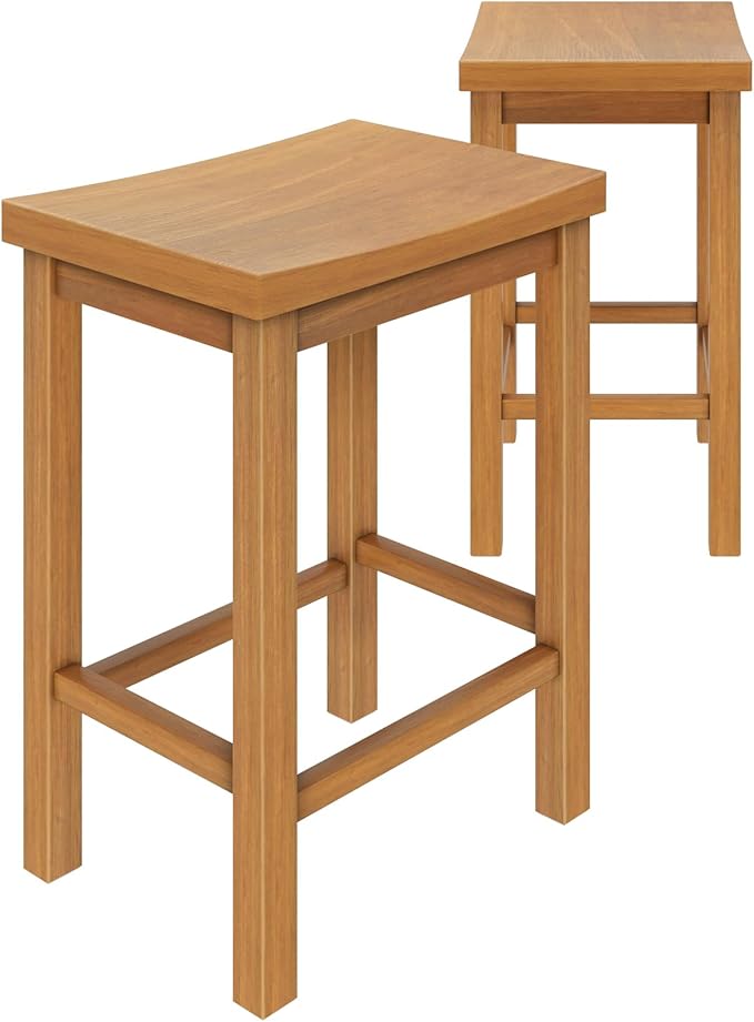 Grain & Grove Smith Collection Set of 2 Solid Wood Counter Height Bar Stools - Image 3