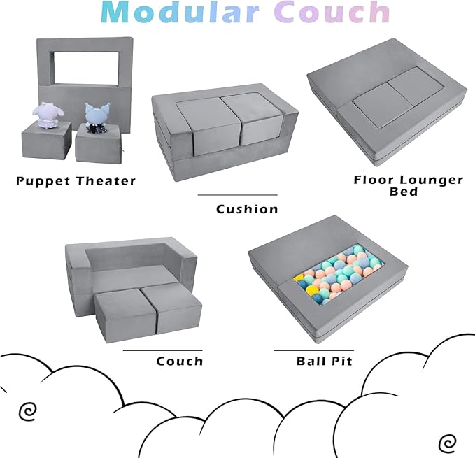 MeMoreCool Modular Kids Play Couch Sofa – Soft Convertible Toddler Couch - Image 4