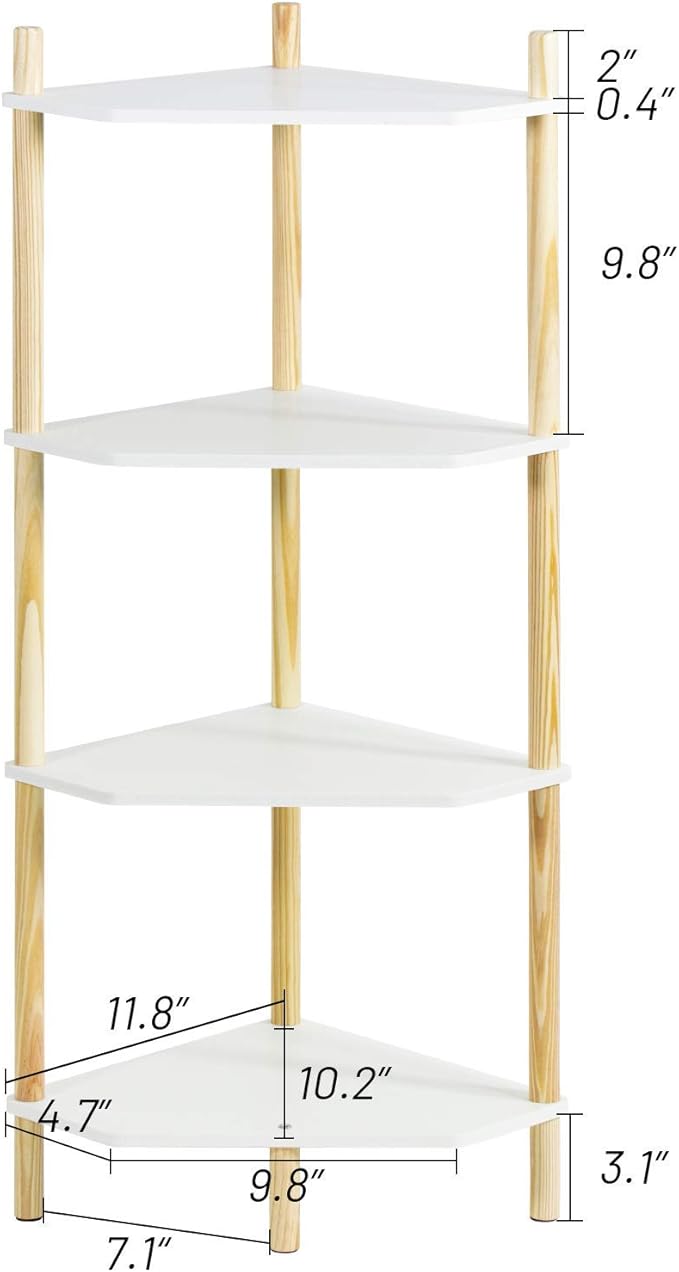 LITA Modern Wood Side Table, Triangular Accent End Table Plant Night Stand - Image 3