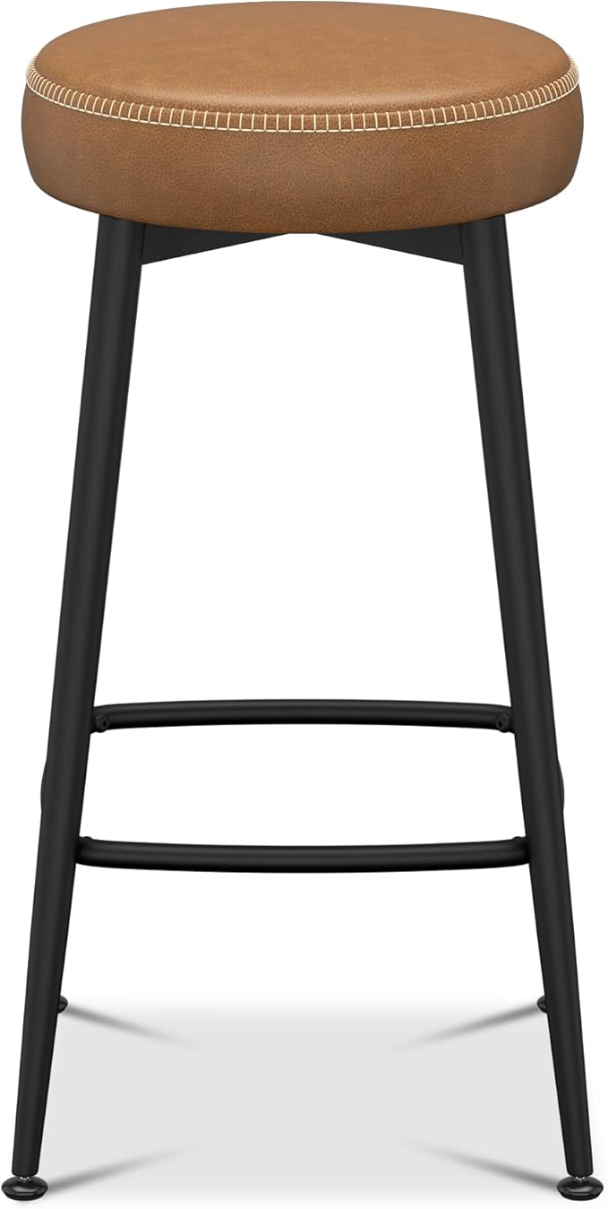 Counter Height Bar Stools, Upholstered Faux Leather Kitchen Counter Stools - Image 6