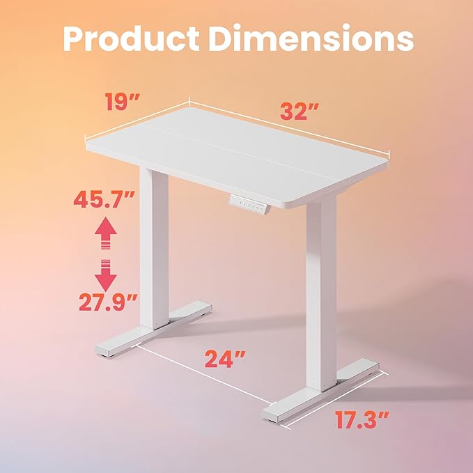 HUANUO 32" Small Electric Standing Desk Adjustable Height, 4 Memory Height - Image 2