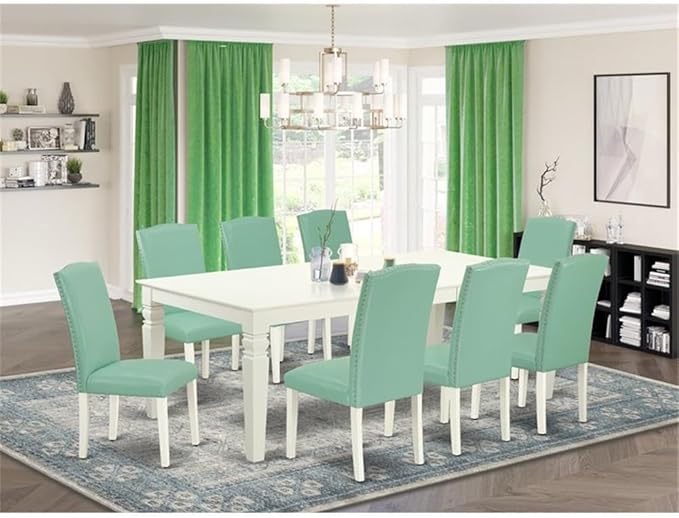 East West Furniture LGEN9-LWH-57 9 Piece Modern Dining Table Set Includes a - Image 2