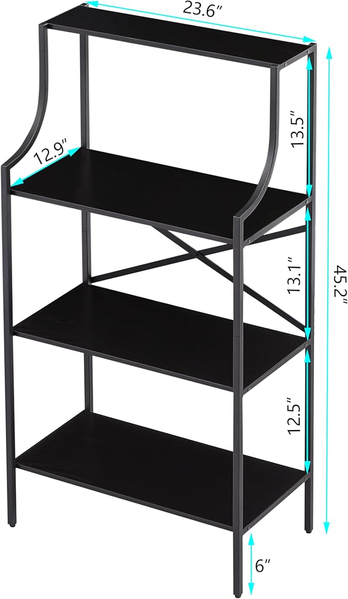 4 Tier Bookshelf, Entryway Standing Shelf Units - Image 2