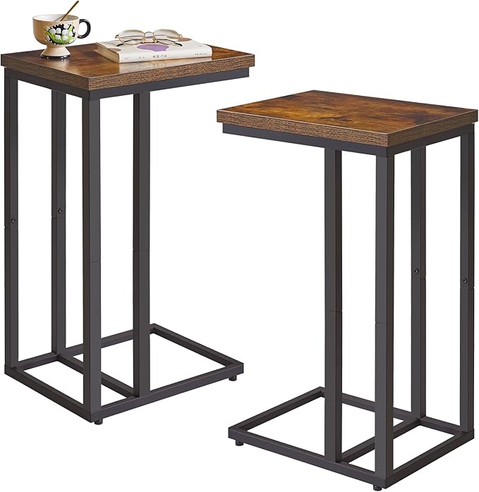 Side Table Small End Table C Shaped, Slide Under Laptop Desk by Aibijusolidwoodfurniture