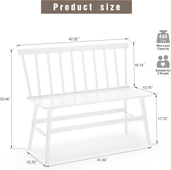 Bamboo Dining Bench, Wooden White Entryway Bench - Image 2