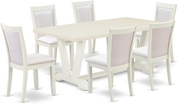 East West Furniture V027MZ001-7 7 Piece Dining Set Consist of a Rectangle by EastWestFurniture