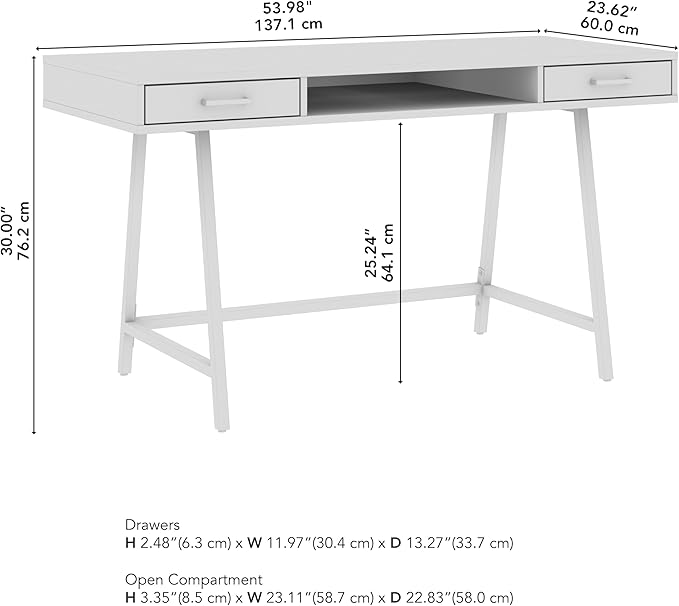 Bush Furniture Steele 54W Writing Desk in Dark Gray Hickory | Computer Table - Image 3