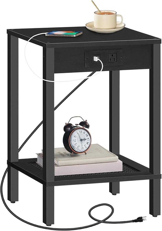 HOOBRO Side Table with Charging Station, End Table with USB Ports and Outlet by HOOBRO