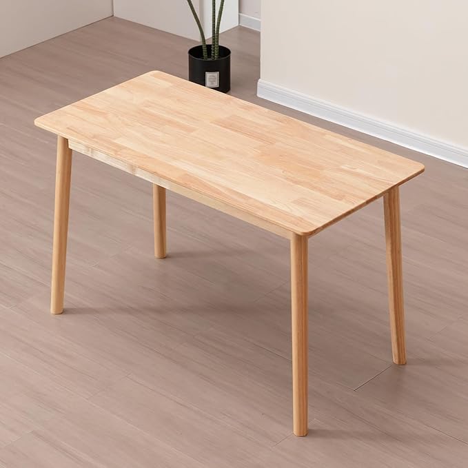Rectangular Kitchen Solid Wood Dining Table 46.8 inches Legs Sturdy Natural - Image 6