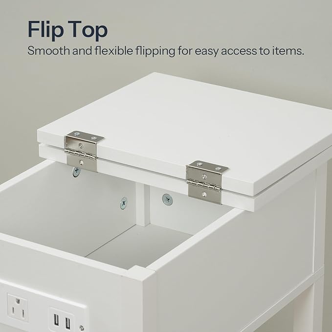 HOOBRO End Table with Charging Station, Flip Top Side Table with USB Ports - Image 8