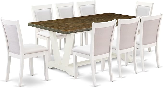 East West Furniture V077MZ001-9 9 Piece Modern Dining Table Set Includes a by EastWestFurniture