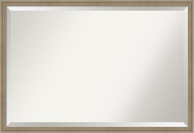 Amanti Art Brown Wall Mirror 26x38 Florence Light Brown Rectangle Bathroom by AmantiArt
