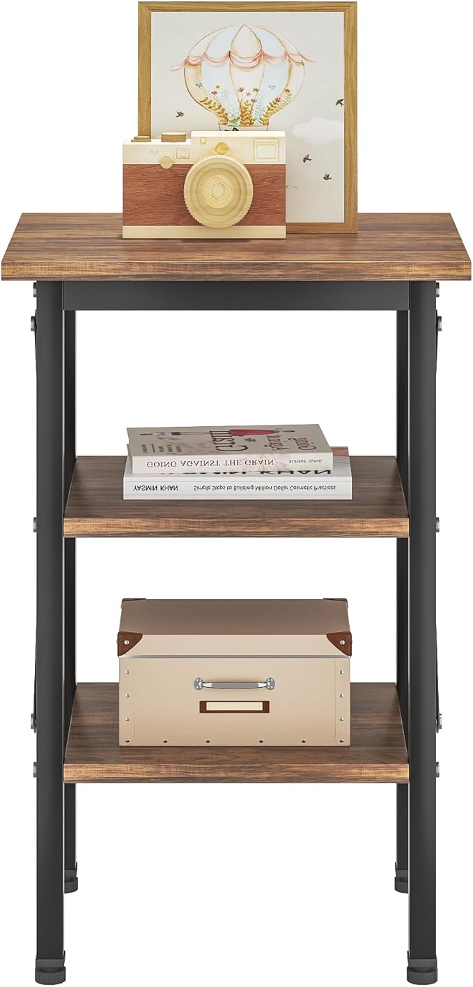 VECELO End Table Set of 2, Bedside Table, X-Design Reinforced Nightstands - Image 4