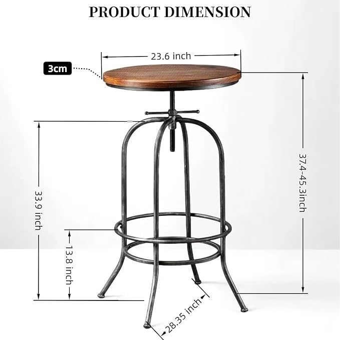 Rustic Bar Table Vintage Bistro Table Industrial Pub Table - Image 2