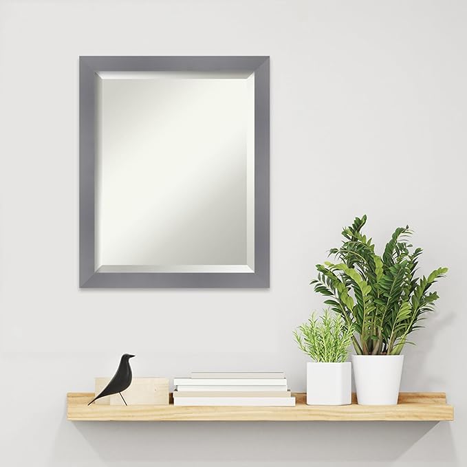 Amanti Art Grey Wall Mirror 23x19 Edwin Grey Rectangle Bathroom Mirror - Image 5