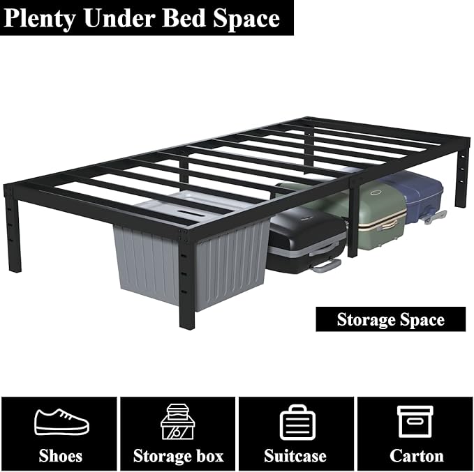 Twin XL Bed Frame No Box Spring Needed, 14 Inch Heavy Duty Metal Platform Bed - Image 6