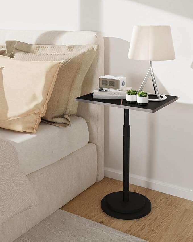Small Side Table, Height Adjustable Nightstand, Square Indoor Metal Plant Stand - Image 2