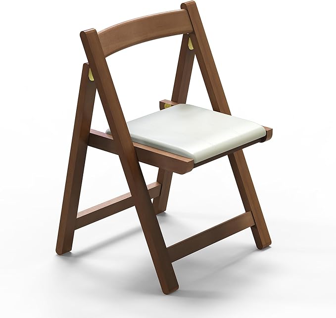 Premium Solid Wood Folding Chair – Nordic Style Padded Seat, Space-Saving by Unknown