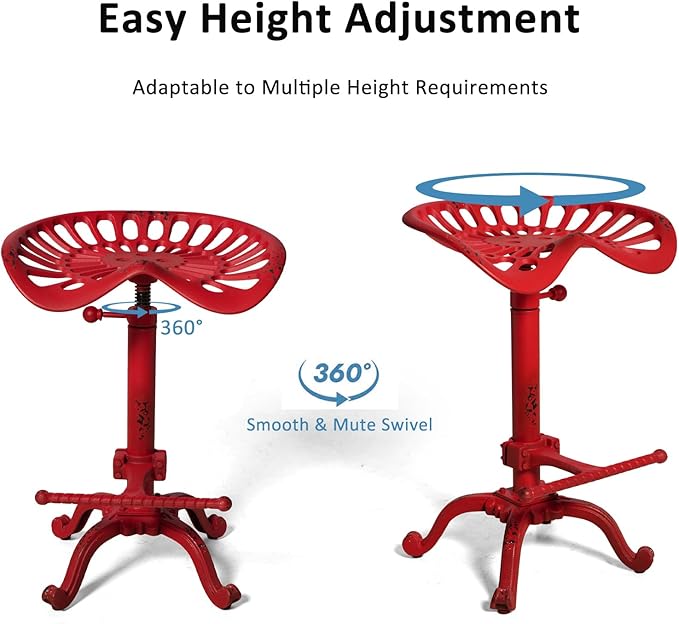 Industrial Tractor Seat Bar Stools Rustic Swivel Metal Saddle Seat Kitchen - Image 4