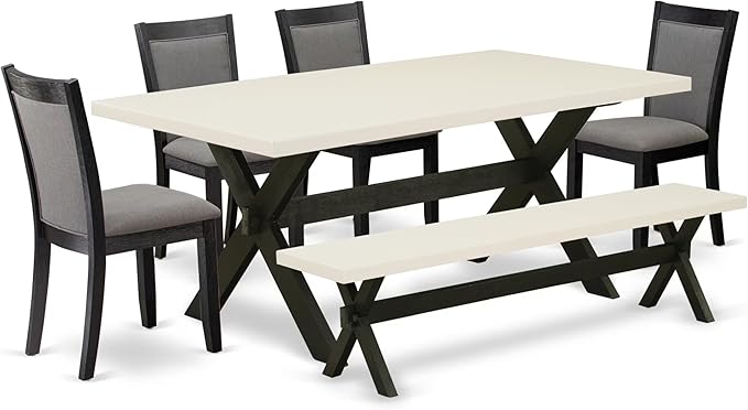 East West Furniture X627MZ650-6 6 Piece Dining Table Set Contains a Rectangle by EastWestFurniture