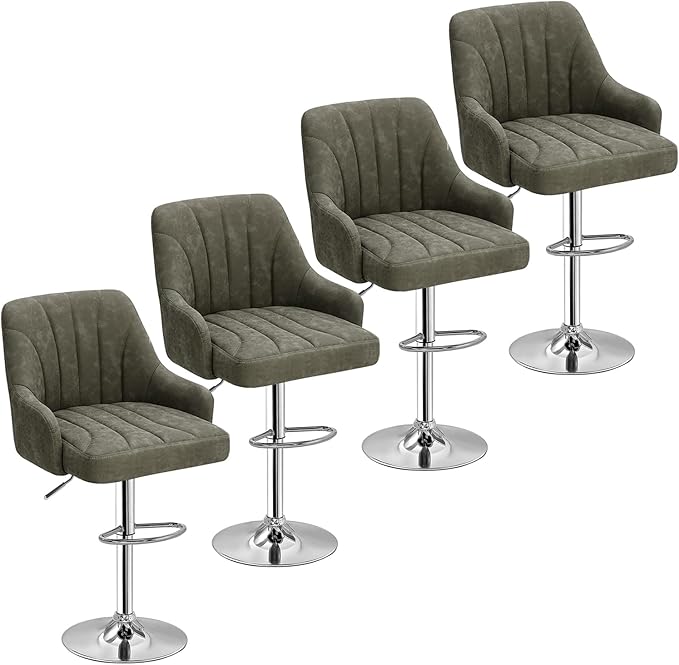 VECELO Adjustable Barstools Set of 4, Counter Bar Stools by VECELO
