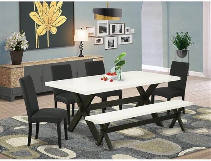 East West Furniture X627DR124-6 6 Piece Dining Table Set Contains a Rectangle - Image 2