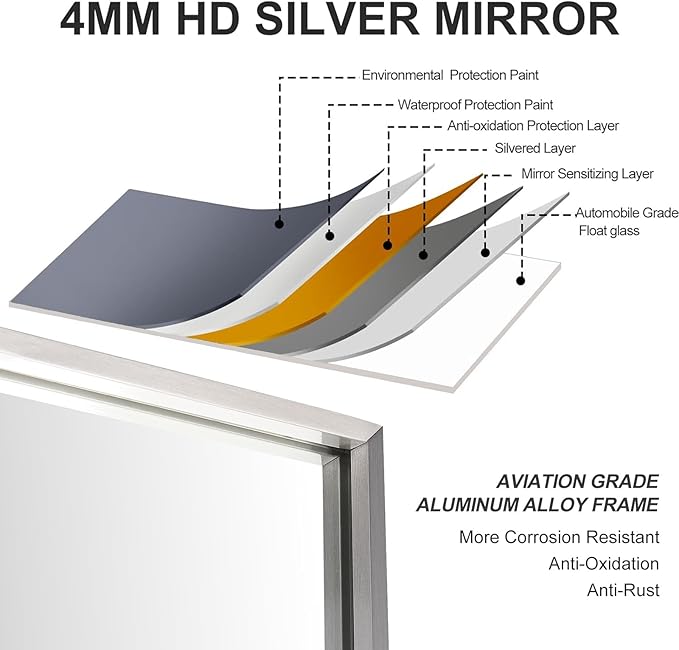 24x36 Inch Silver Bathroom Mirror - Image 6